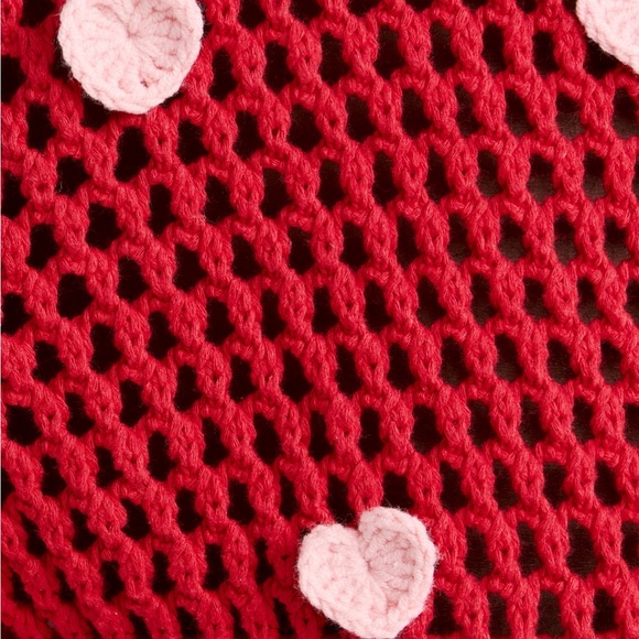 Farm Rio Red and Pink Handmade Hearts Knit Sweater Medium New with Tag - Picture 4 of 16